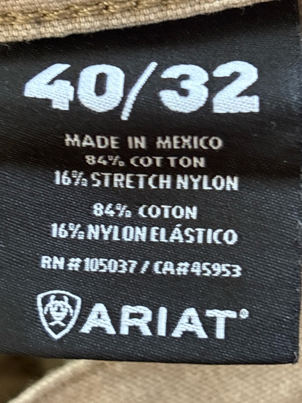 Ariat Light Tan Cargo Work Pants with Knee Panels 40/32 Lo Rise Rebar - Picture 5 of 7
